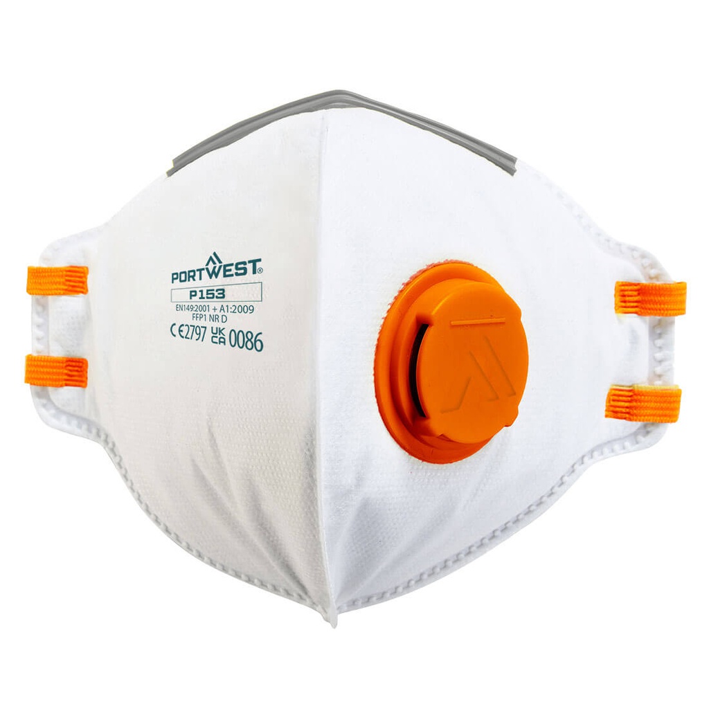 Portwest P153 FFP1 Valved Dolomite Fold Flat Respirator (Pk20)