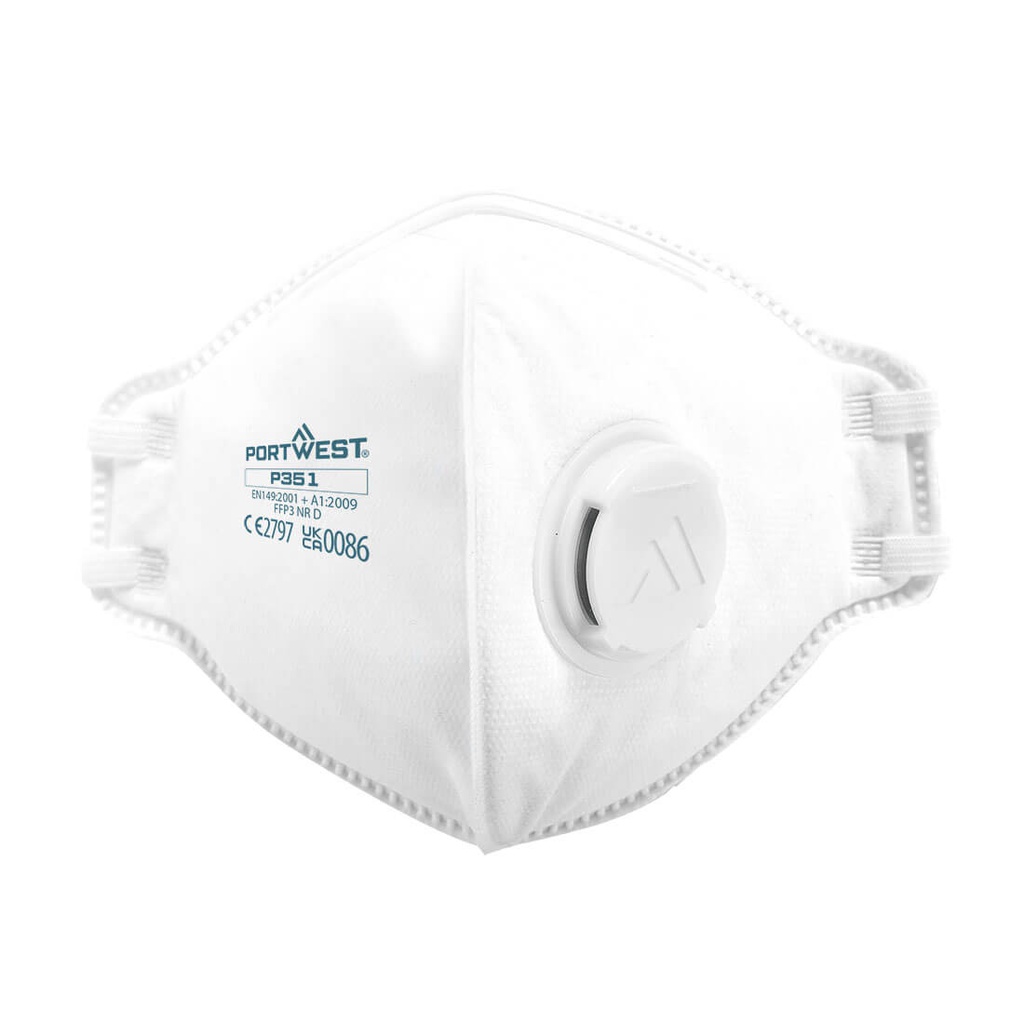 Portwest P351 FFP3 Valved Dolomite Fold Flat Respirator (Pk20)