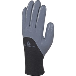 VE715GR POLYESTER KNITTED GLOVE - NITRILE COATING ON PALM FINGERS AND HALF BACK 