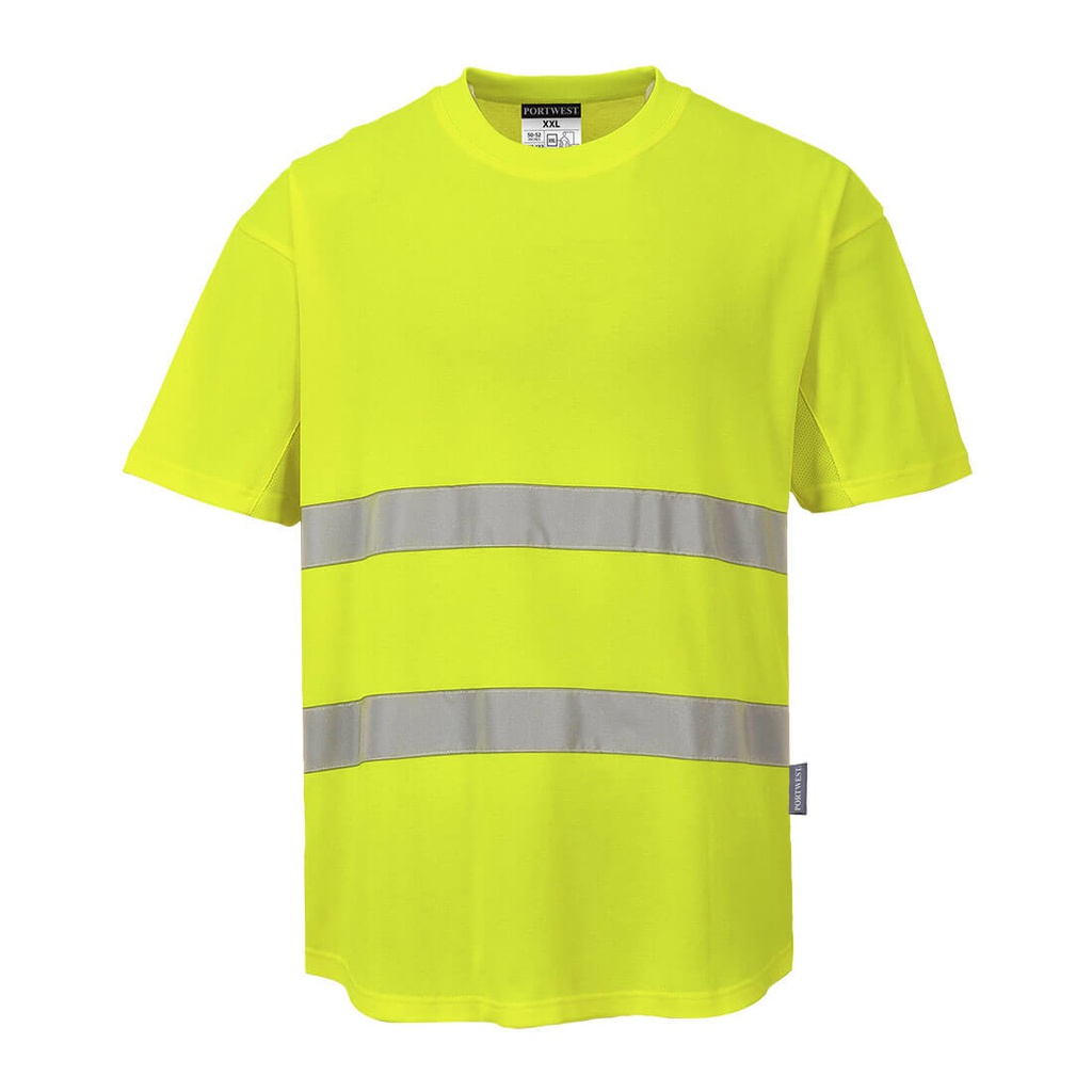 Portwest C394 Hi-Vis Cotton Comfort Mesh Insert T-Shirt S/S 