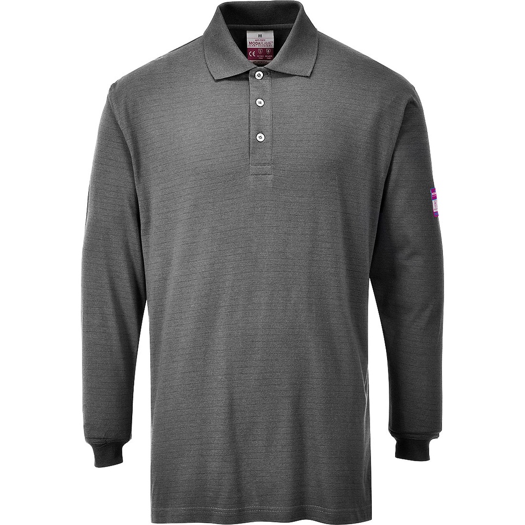 Portwest FR10 Flame Resistant Anti-Static Long Sleeve Polo Shirt